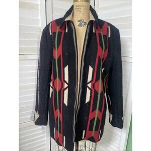 Vintage Native Jackets Santa Fe Zip-Up Jacket Women Medium Wool Blend Southwest